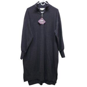 Ava & Viv Size 1X Black Quarter Zip Long Sweater Dress For Women